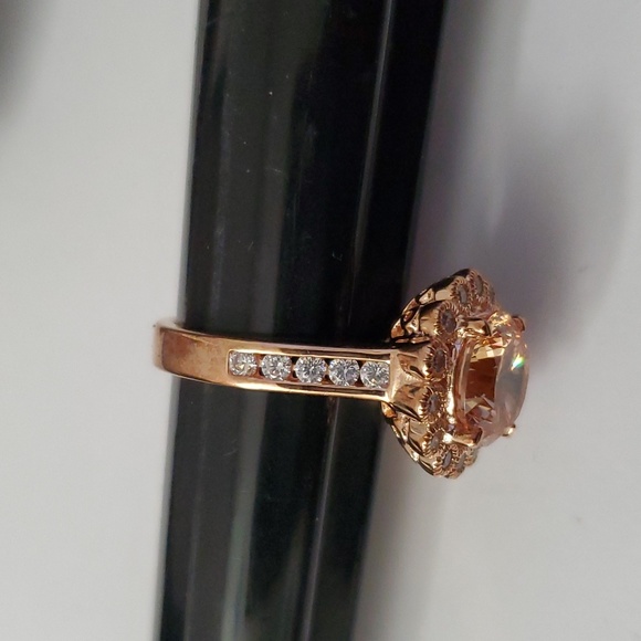 Sterling Silver 925 Rose Gold Morganite Ring - Picture 3 of 6